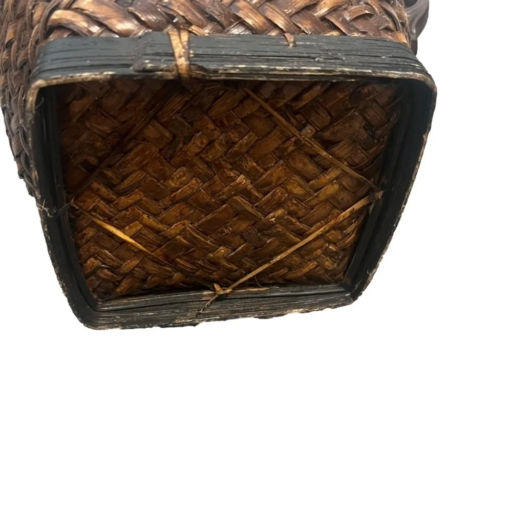 Vintage Old‎ Rattan Betel Nut Gathering Basket, with wooden Handles